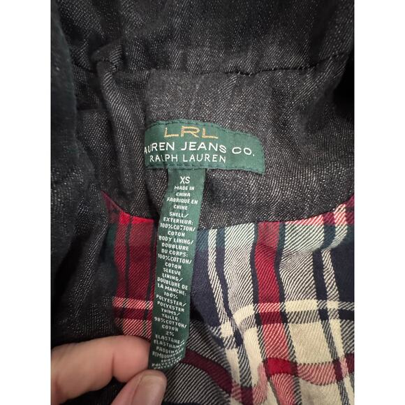 Lauren Ralph Lauren Quilted Barn Coat collar Dark Gray Winter Plaid Lining XS - Picture 3 of 8